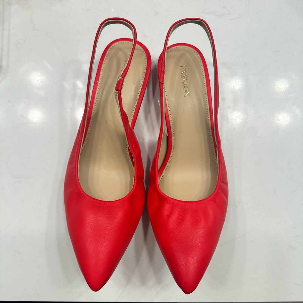Pashion Footwear - Cherry 🍒 Red Slingback - Size 9.0